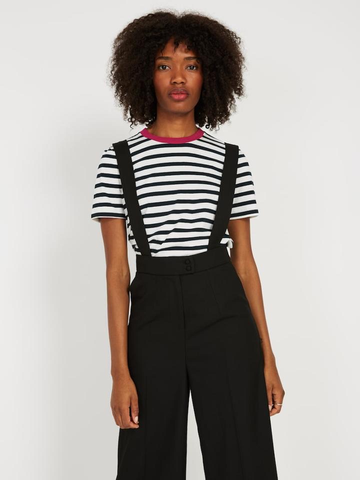 Frank + Oak Twill Wide Leg Pants With Straps - True Black