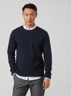 Frank + Oak Milano-stitch Cotton Crewneck Sweater In Dark Sapphire