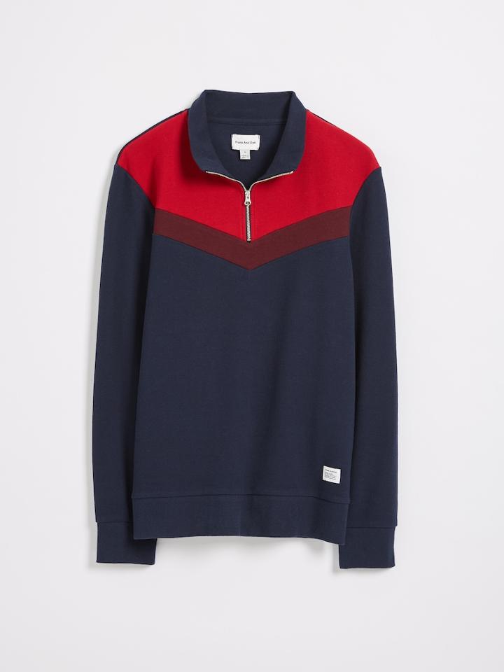 Frank + Oak Double Knit Half Zip Sweater - Navy