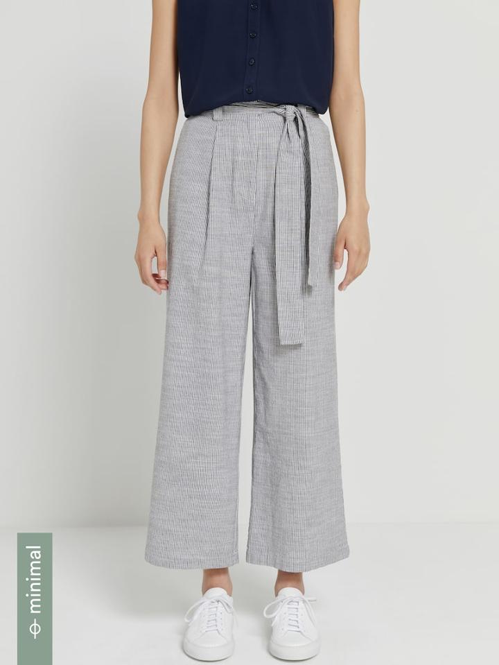 Frank + Oak Good Cotton Striped Wide-leg Pants In True Black
