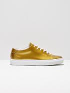 Frank + Oak Park Leather Low-top Sneakers In Metallic Gold