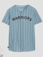 Frank + Oak Golden State Warriors Summer-denim Short-sleeve Shirt In Striped Indigo