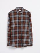 Frank + Oak Flannel Tartan Shirt - Chocolate Brown