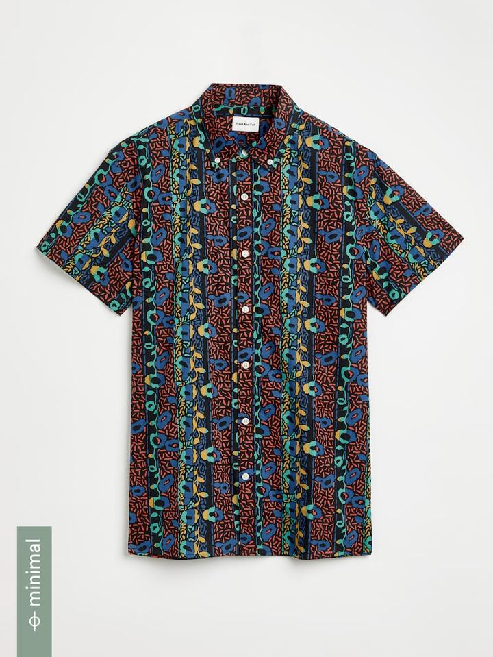 Frank + Oak Good Cotton 80's-print Shirt In Black
