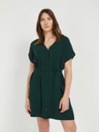 Frank + Oak Short-sleeved Chiffon Belted Dress - Dark Green