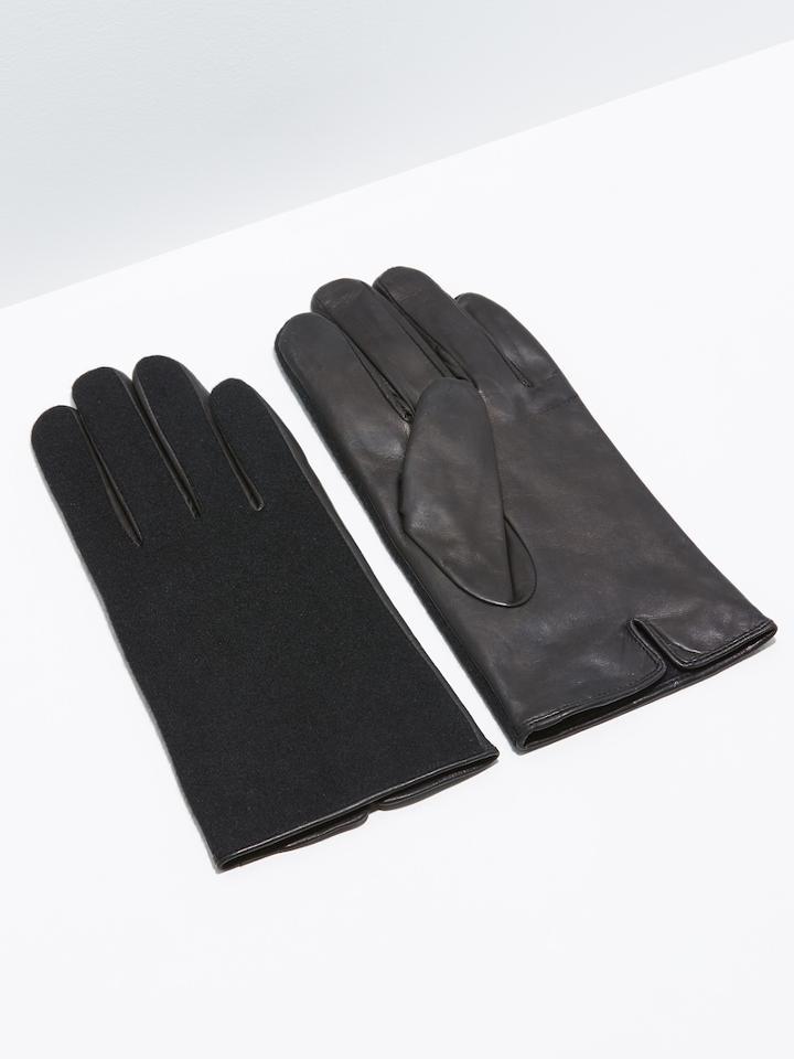 Frank + Oak Wool & Lambskin Gloves In Black