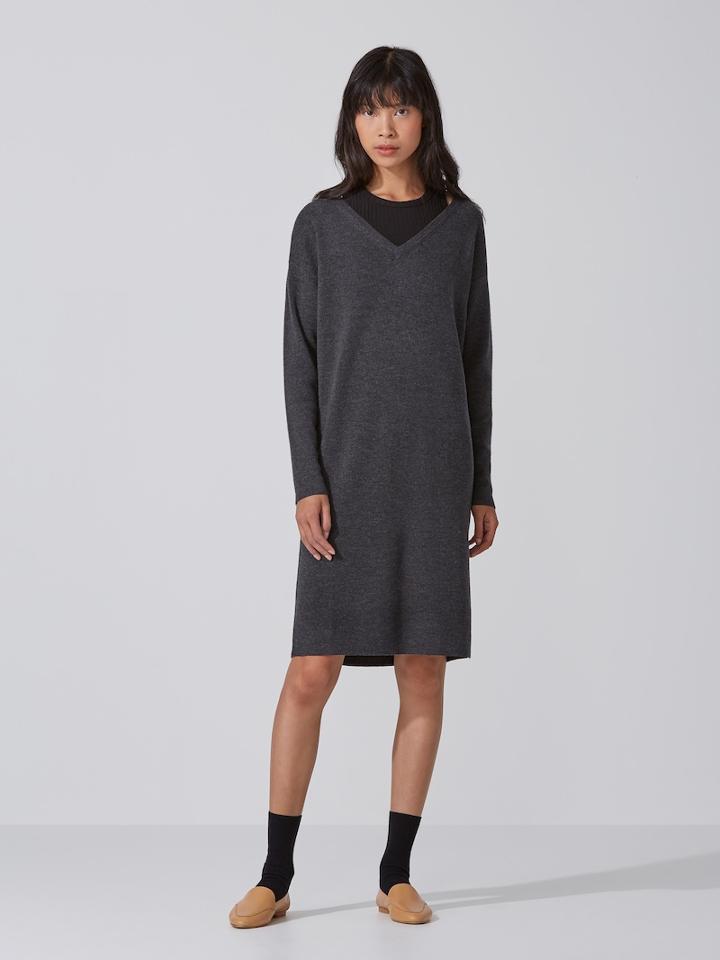 Frank + Oak Machine-washable Merino Sweater Dress In Carbon