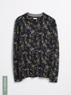 Frank + Oak Floral Printed Machine Washable Merino Sweater In Navy