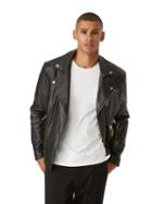 Frank + Oak Leather Biker Jacket In Black
