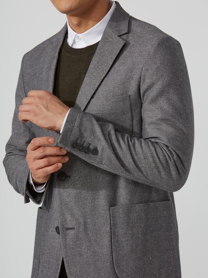 Frank + Oak Flecked Cotton-blend Blazer In Mixed Grey