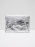 Frank + Oak The Teatro Leather Clutch In Silver