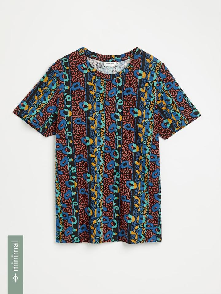 Frank + Oak Hemp 80's-print Tee In Black