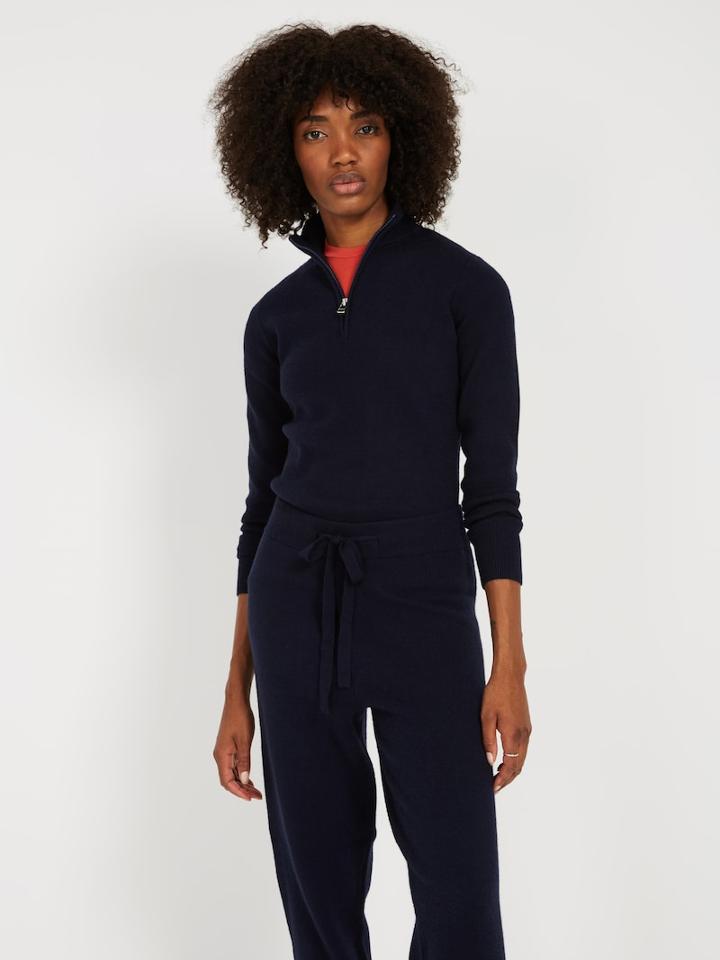 Frank + Oak Half-zip Retro Ski Sweater - Dark Blue