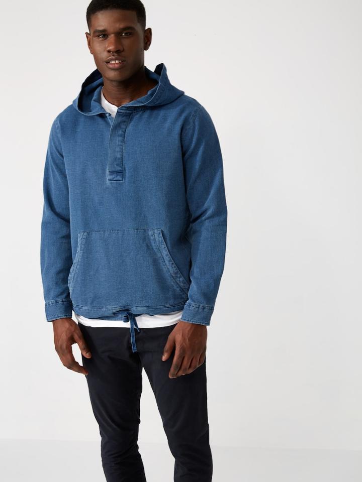 Frank + Oak Denim-piqu Hooded Popover