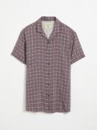 Frank + Oak Atelier Collection: Short-sleeved Printed Shirt In Dark Purple