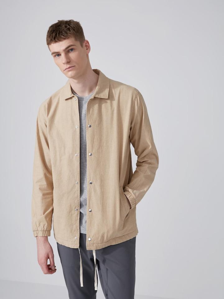 Frank + Oak Cotton-chambray Coach Jacket In Sand