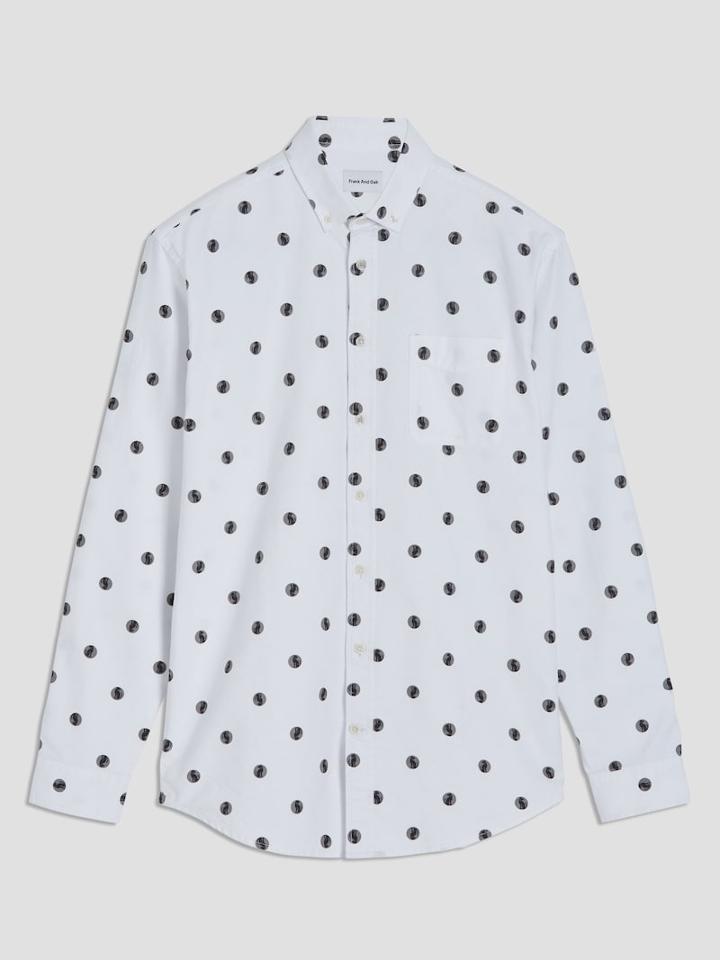 Frank + Oak Good Luck Printed Oxford Shirt In White