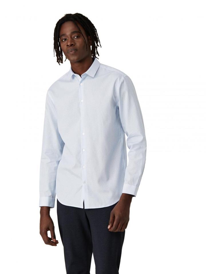Frank + Oak Easy Care Dot Print Shirt In Light Blue