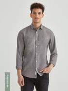Frank + Oak Chambray Shirt With Neps In Light Grey