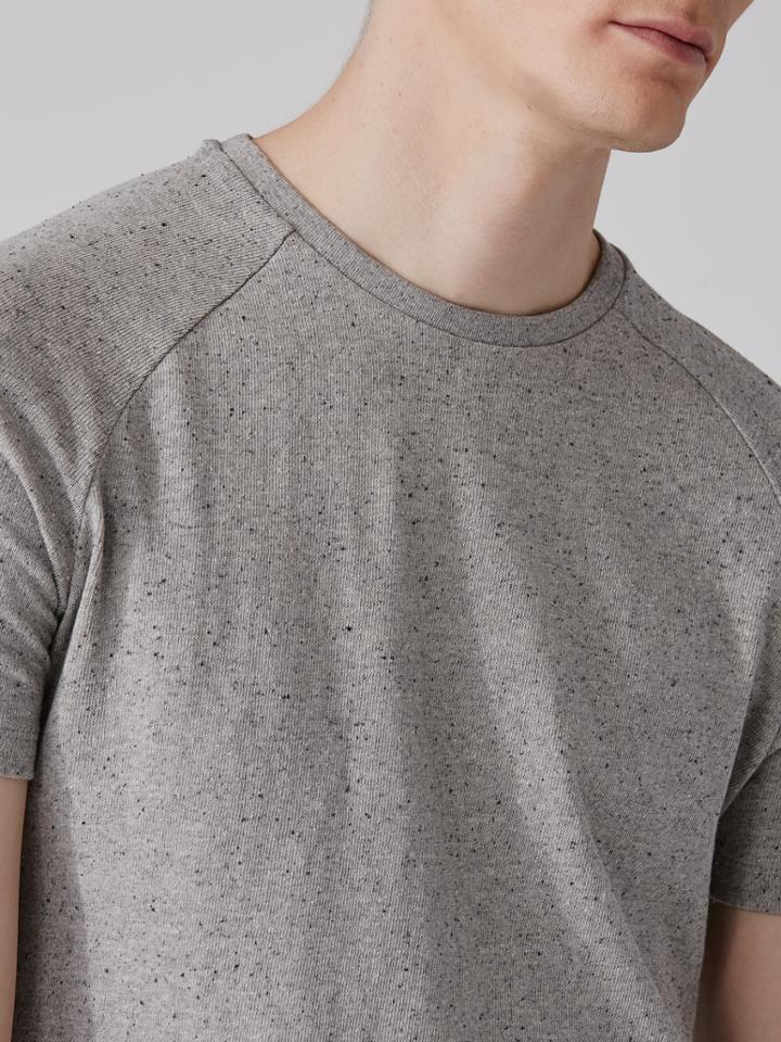Frank + Oak Cotton-silk Raglan Tee In Mixed Grey