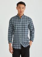 Frank + Oak The Paolo Garment Dyed Soft Oxford Plaid In Mixed Green/blue