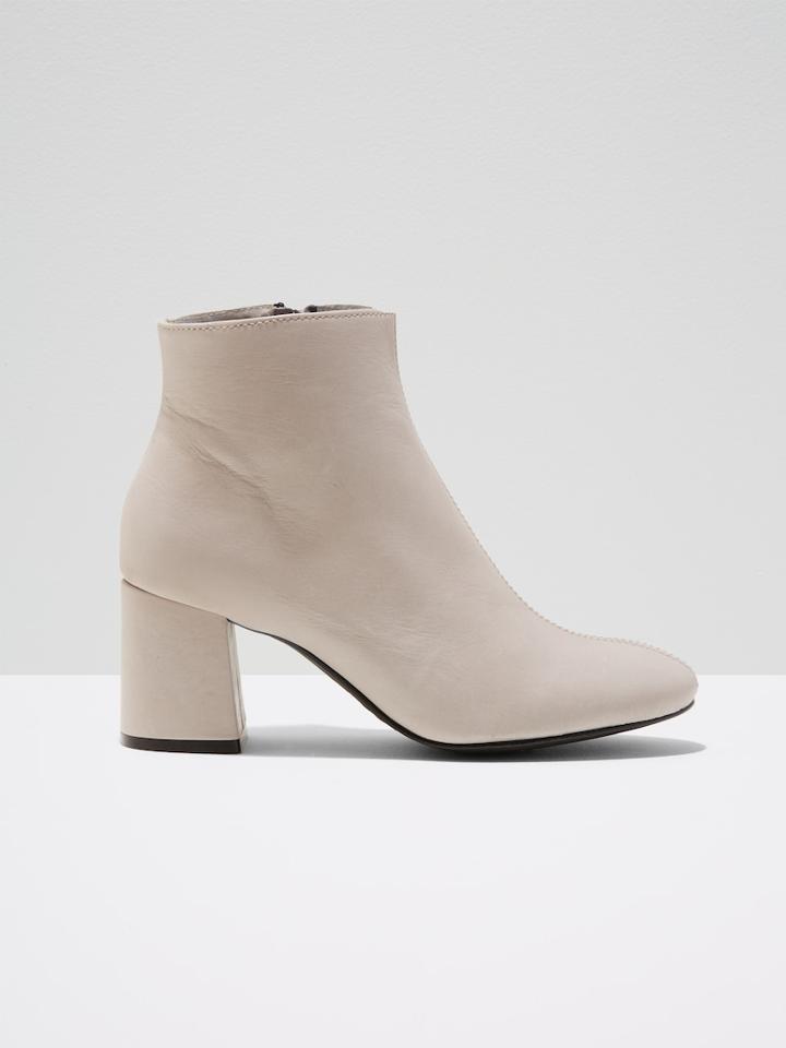 Frank + Oak The Gallery Leather Block-heel Boot In Bone