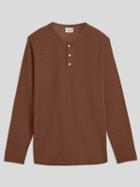 Frank + Oak Textured-knit Cotton-blend Henley In Russet