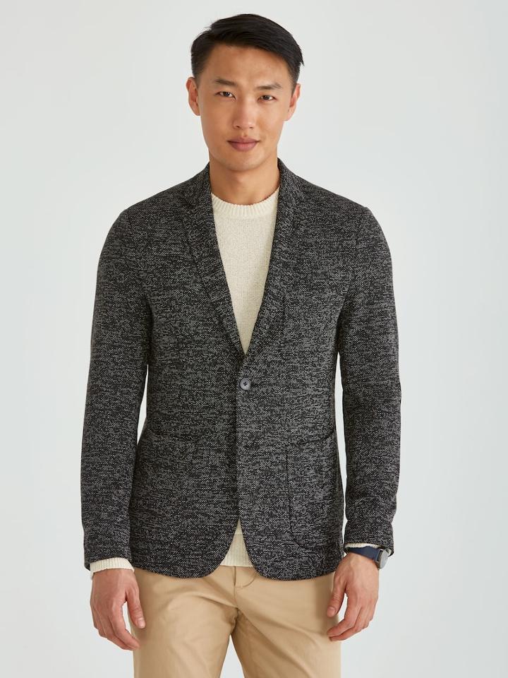 Frank + Oak Dynamic Stretch 2-button Sportcoat In Mixed Black