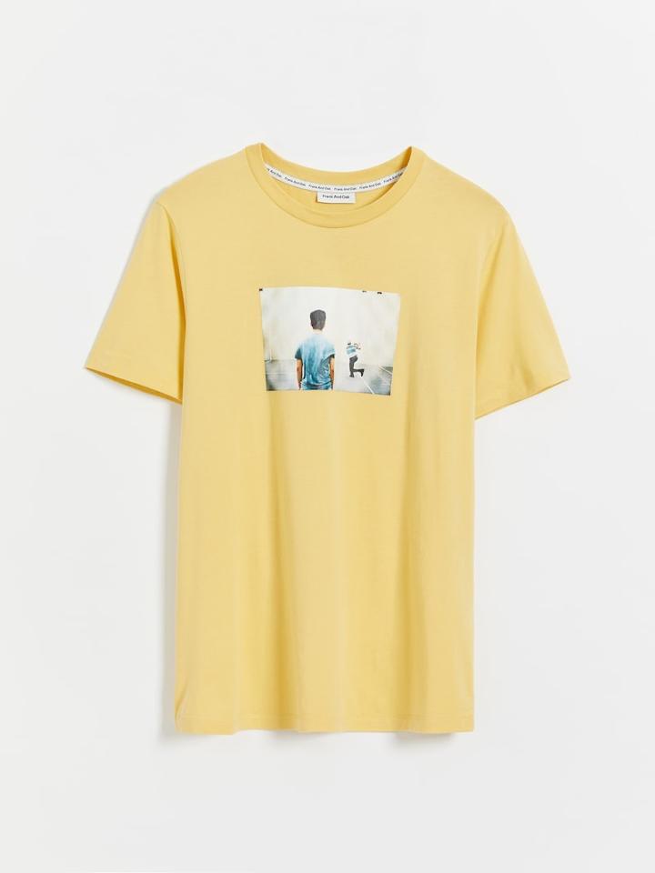 Frank + Oak Cotton Photoprint Tee - Bright White - Soft Yellow