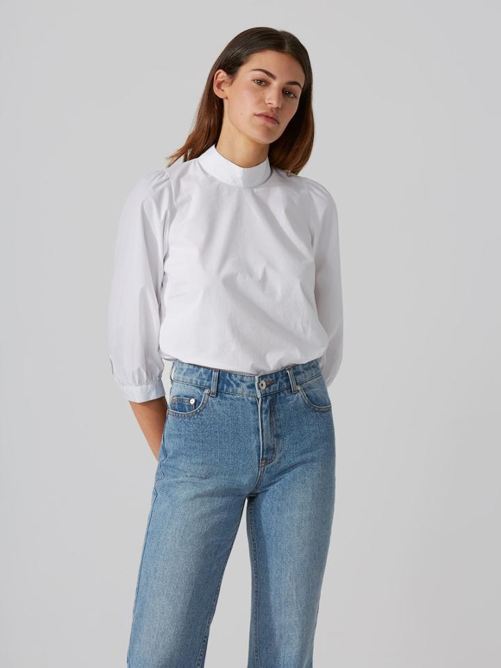 Frank + Oak Papertouch Poplin Mockneck Top In Bright White