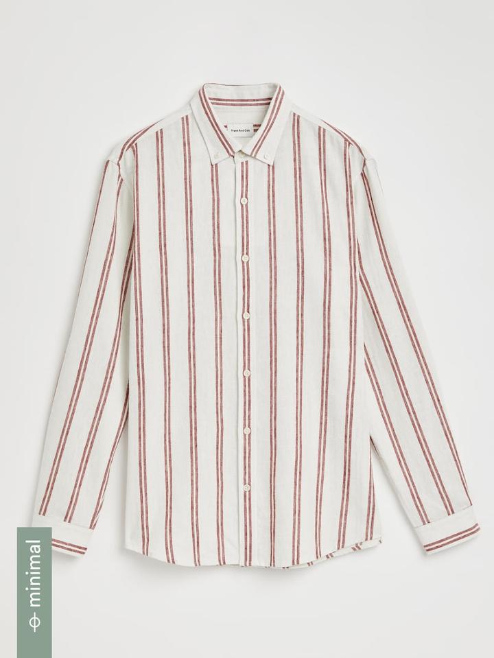 Frank + Oak Hemp Striped Shirt In White
