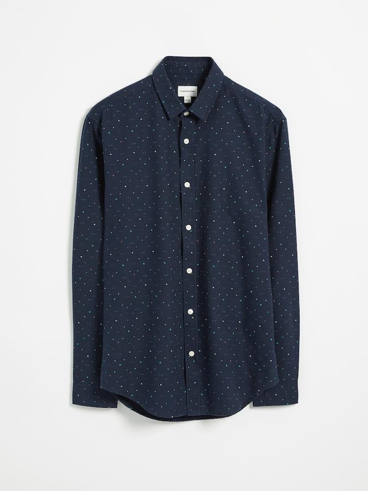 Frank + Oak Graph Doodle-print Oxford Shirt - Navy
