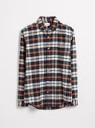 Frank + Oak Checkered Flannel Shirt In Dark Navy