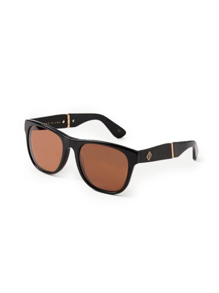 Frank + Oak Wonderland Havasu Folding Frame Sunglasses In Gloss Black