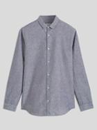 Frank + Oak Long Sleeve Linen Blend Shirt In Navy