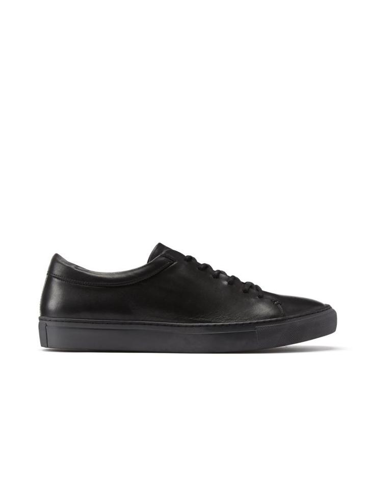 Frank + Oak Park Leather Low-top Sneakers In Black