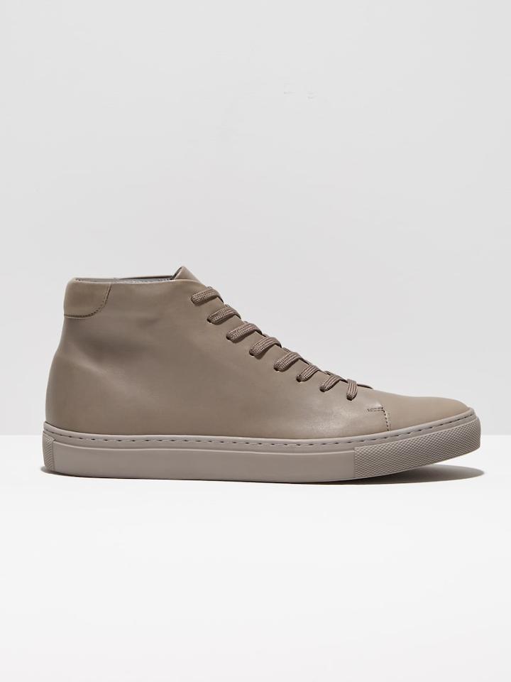 Frank + Oak Park Leather High-top Sneakers In Grey