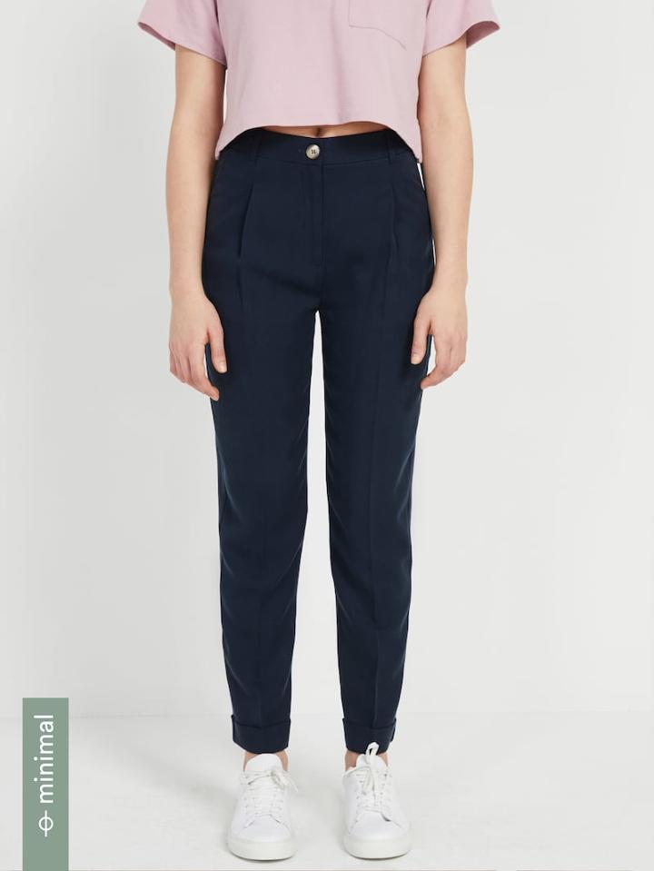 Frank + Oak Textured Tencel Trousers - Navy