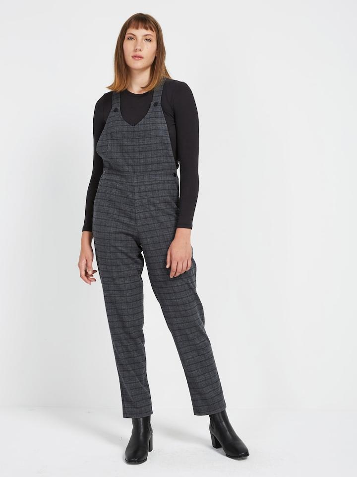 Frank + Oak Plaid Overall In Grey