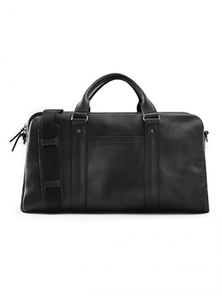 Frank + Oak Italian Leather Weekender In Black
