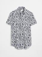 Frank + Oak Short-sleeved Leaf Printed Shirt - Blue