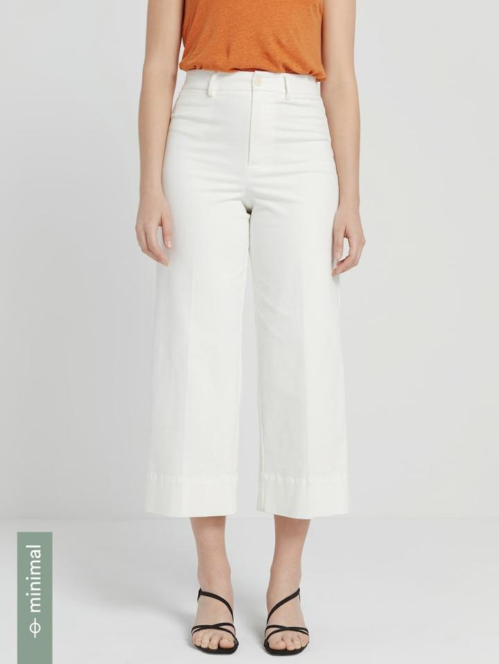 Frank + Oak Wide Leg Good Cotton Pants In White