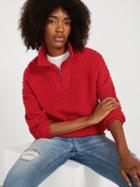 Frank + Oak Half-zip Mock Neck Sweater - Goji Berry
