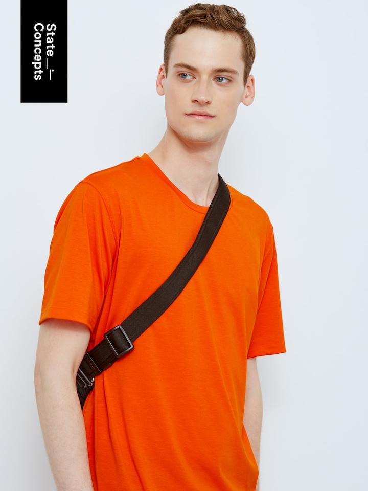Frank + Oak State Concepts Drirelease Loose Fit T-shirt In Orange