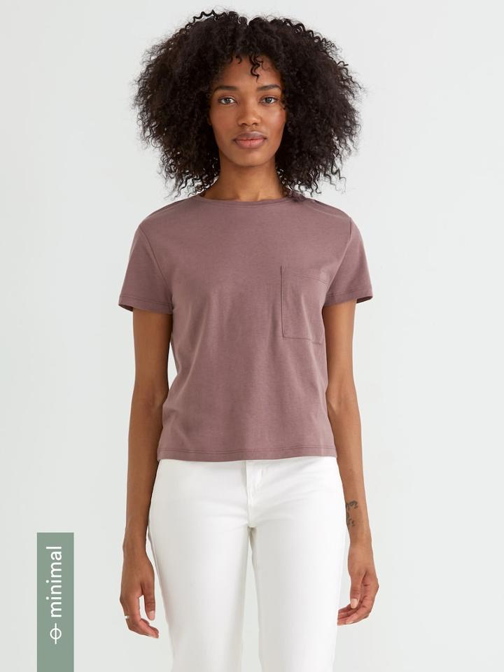 Frank + Oak Tencel-blend Crewneck Tee In Light Dusty Plum