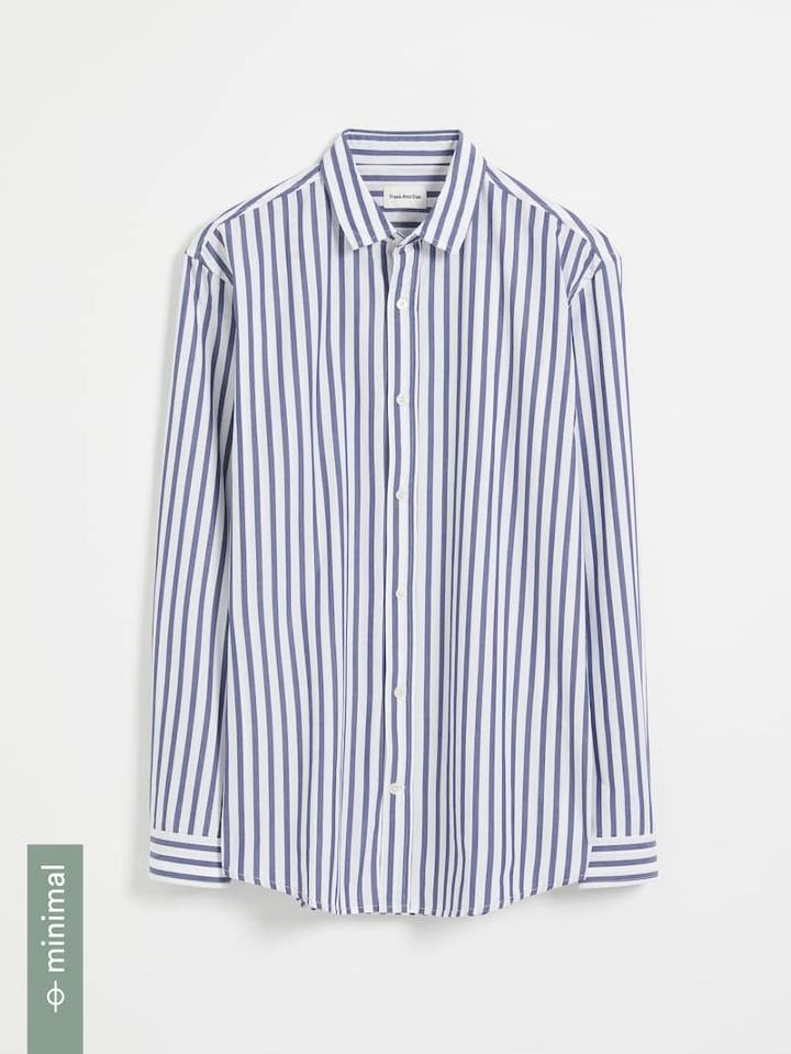 Frank + Oak The Stanley Good Cotton Shirt - Striped Blue