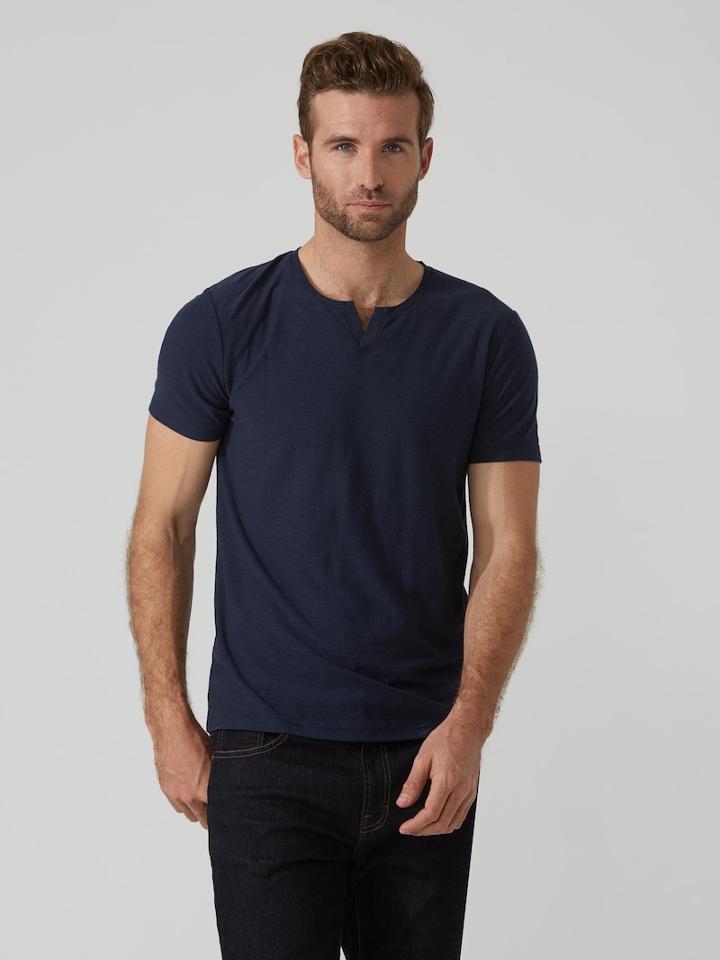 Frank + Oak Reverse-slub Moroccan T-shirt In Dark Blue