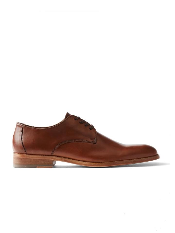 Frank + Oak Greenwich Polished Leather Derby Shoe In Cognac