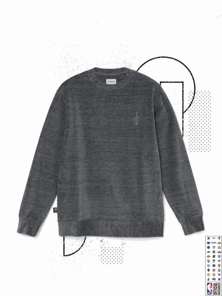 Frank + Oak Cleveland Cavaliers Velvet Crewneck In Grey Heather