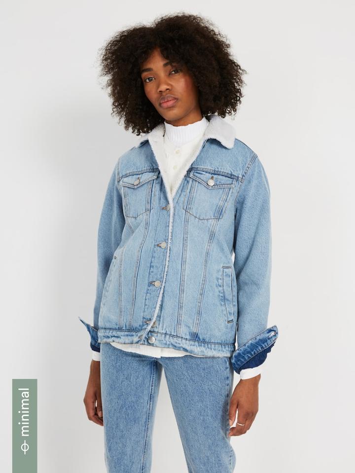 Frank + Oak The Martha Sherpa-lined Organic Denim Jacket